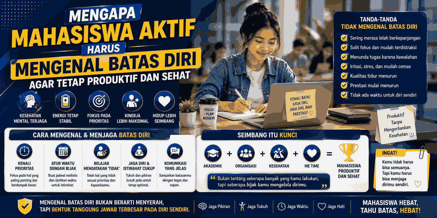 Mengapa Mahasiswa Aktif Harus Mengenal Batas Diri agar Tetap Produktif dan Sehat