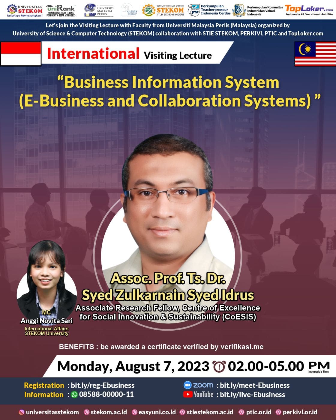 INTERNATIONAL VISITING LECTURE Business Information System (E-Business and Collaboration Systems)