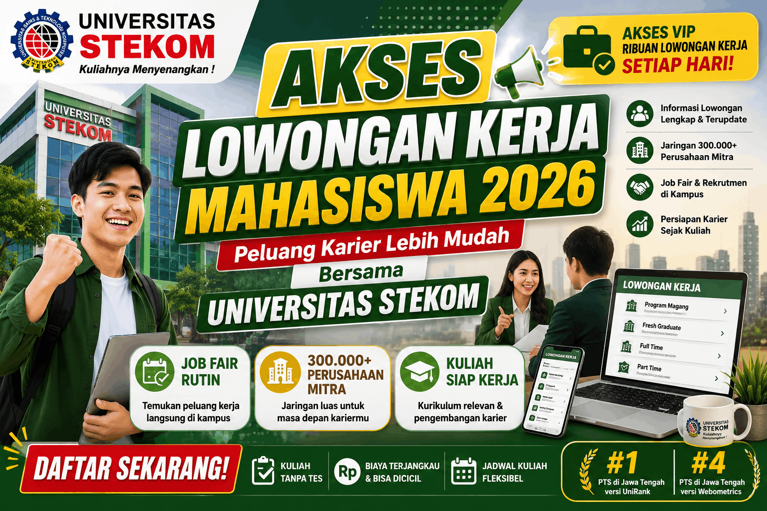 Akses Lowongan Kerja Mahasiswa 2026 Peluang Karier Lebih Mudah Bersama UNIVERSITAS STEKOM