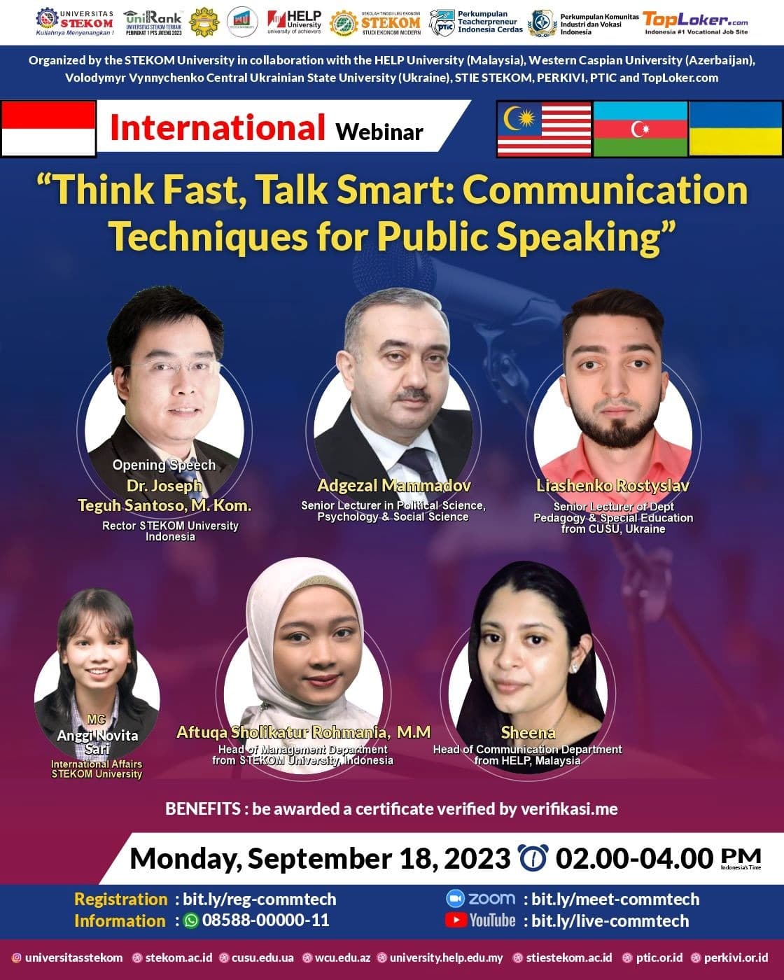 WEBINAR INTERNASIONAL Think Fast, Talk Smart : Communication Techniques for Public Speaking