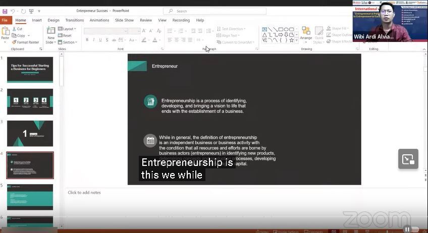 Webinar Internasional Jalur Wirausaha Menuju Kesuksesan Wirausaha Bagian 1