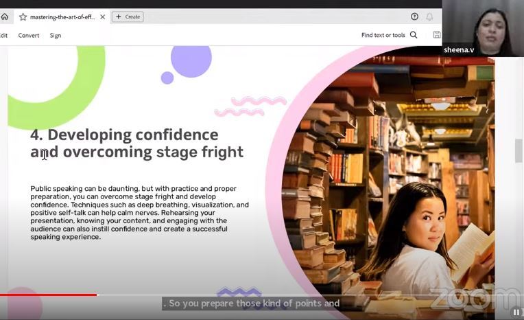 Webinar internasional "Menguasai Seni Berbicara Cepat dan Pintar: Teknik Komunikasi untuk Berbicara di Depan Umum" oleh Sheena