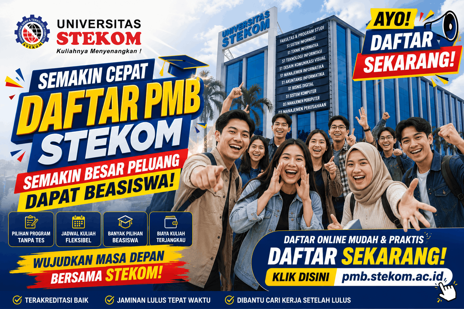 Semakin Cepat Daftar PMB Universitas STEKOM, Semakin Besar Peluang Mendapat Beasiswa