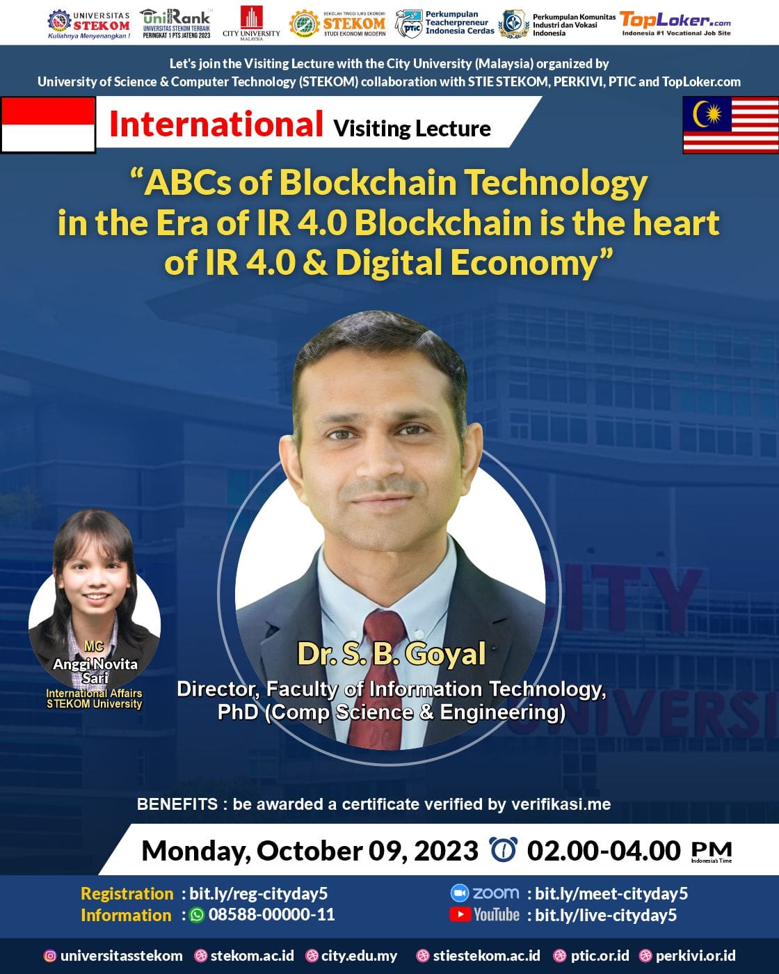 INTERNATIONAL Visiting Lecture ABCs of Blockchain Technology in the Era of IR 4.0 Blockchain is the heart of IR 4.0 Digital Economy