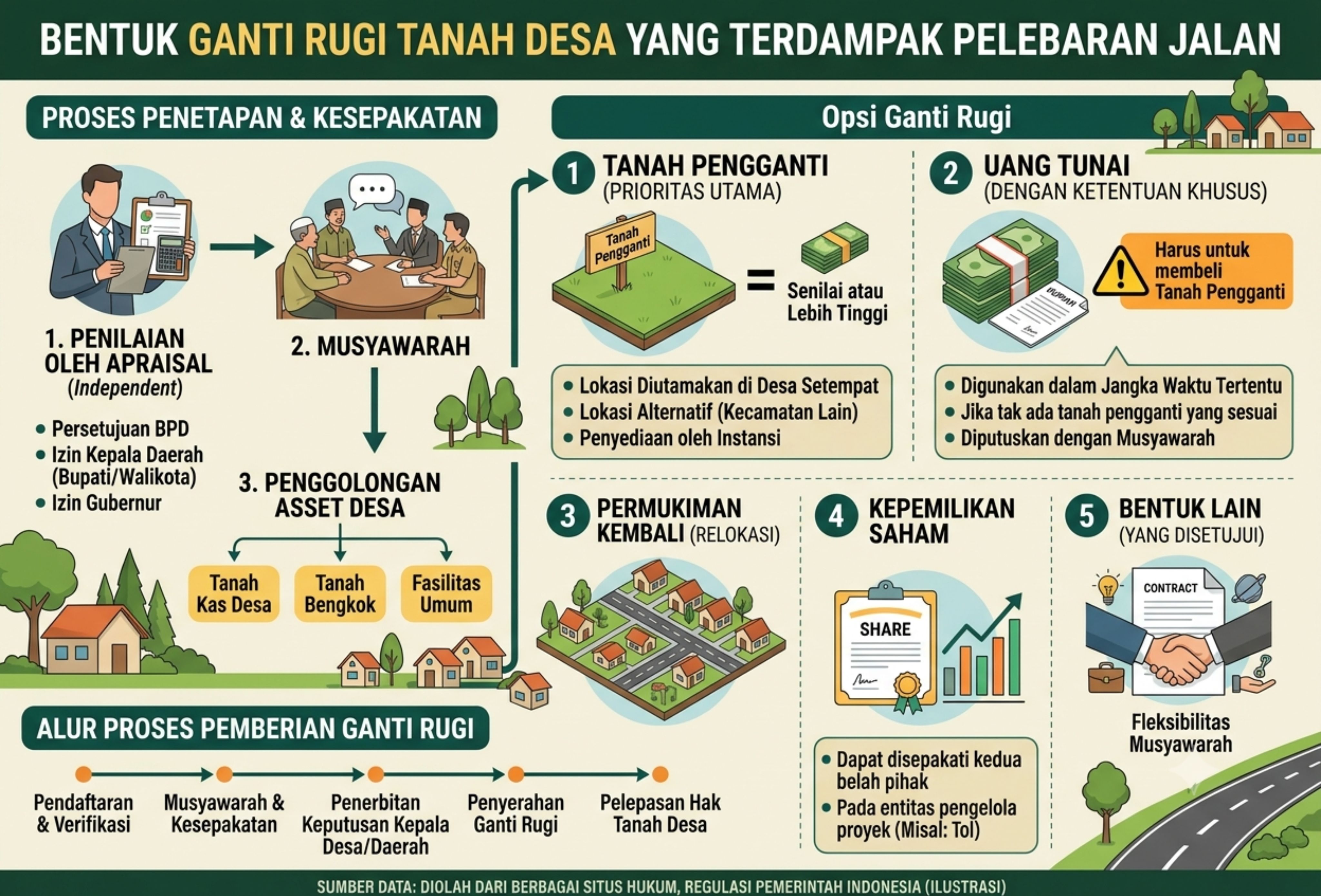 Bentuk Ganti Rugi Tanah Desa yang Terdampak Pelebaran Jalan
