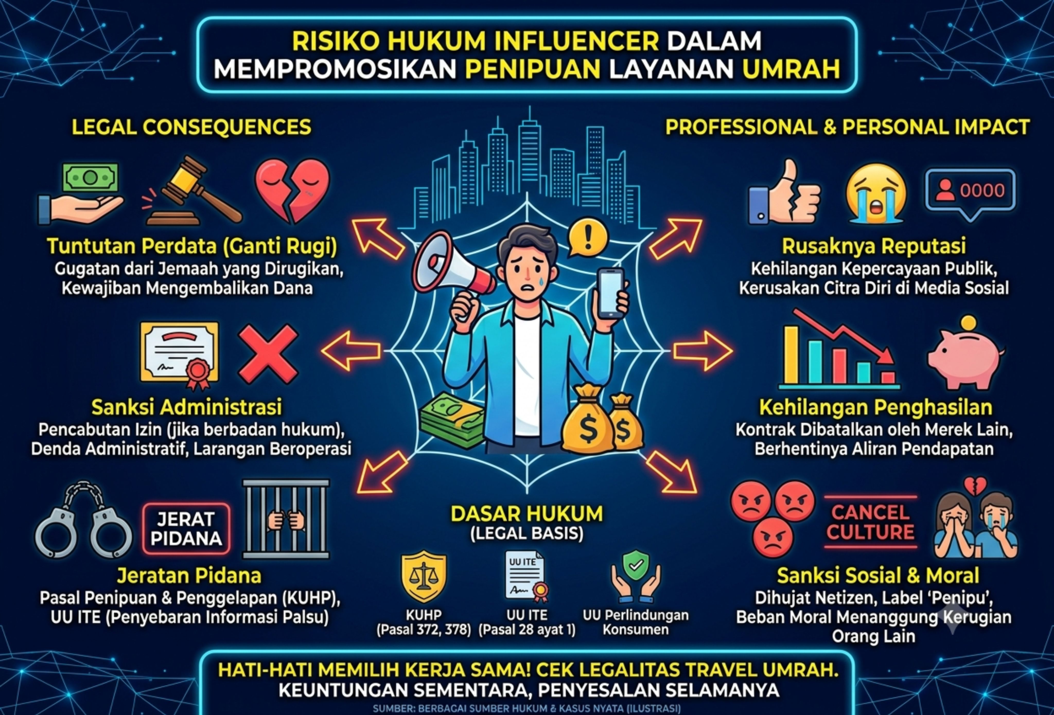Risiko Hukum Influencer dalam Mempromosikan Penipuan Layanan Umrah