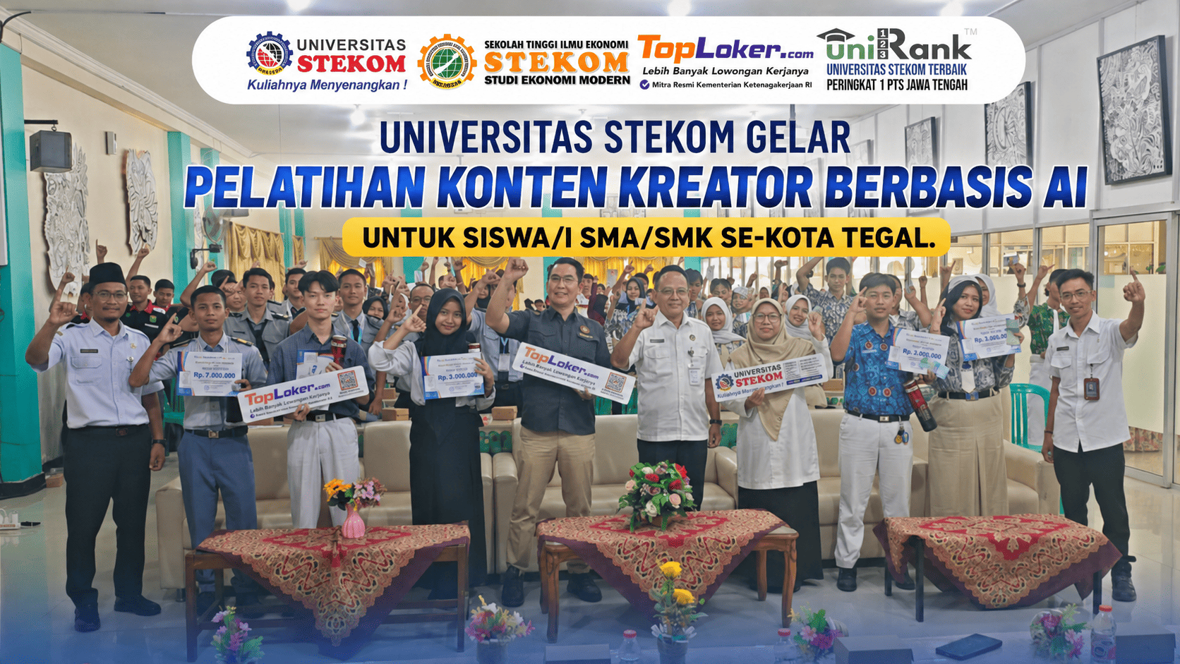UNIVERSITAS STEKOM GELAR PELATIHAN KONTEN KREATOR BERBASIS AI UNTUK SISWA/I SMA/SMK SE-KOTA TEGAL