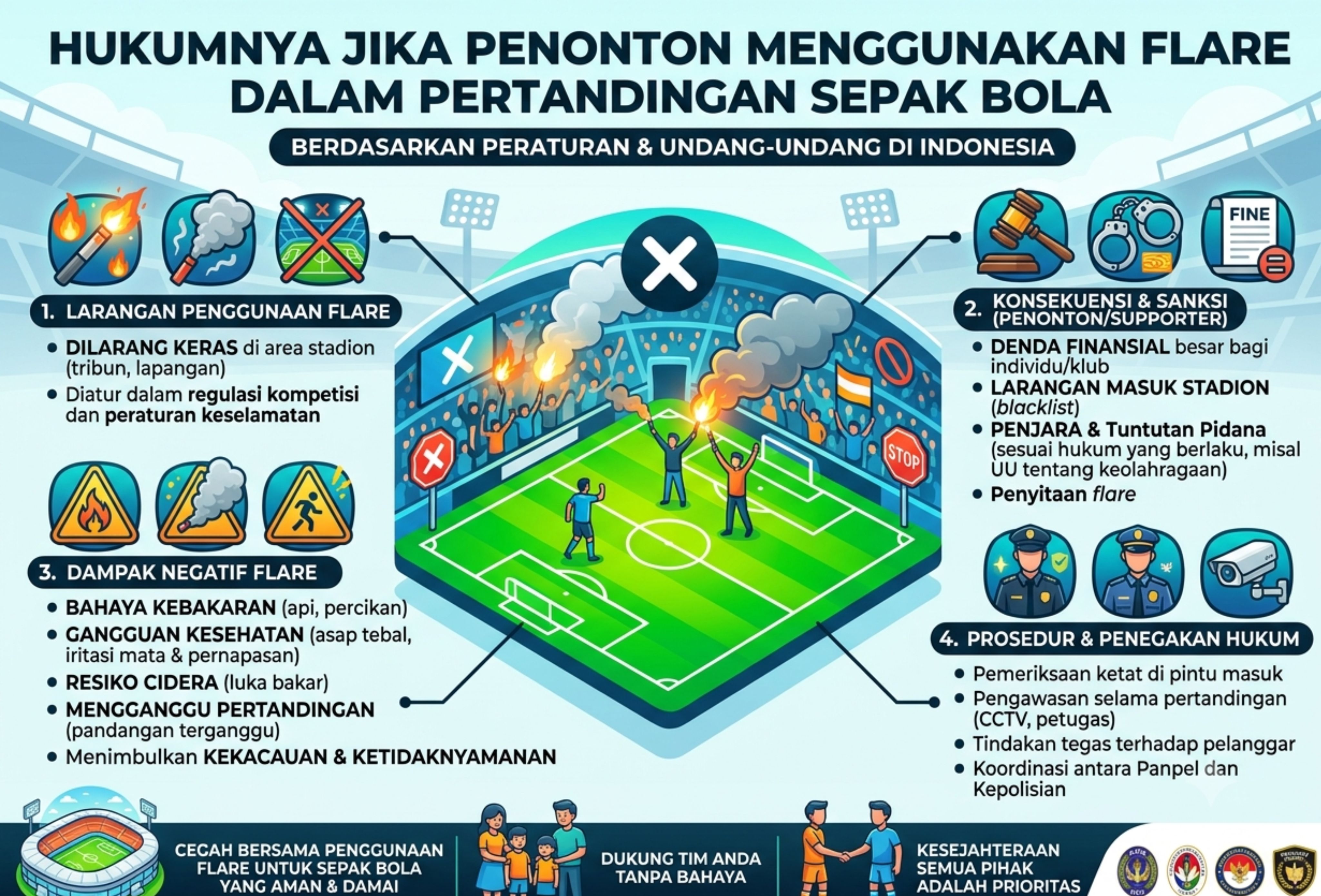 Hukumnya Jika Penonton Menggunakan Flare dalam Pertandingan Sepak Bola