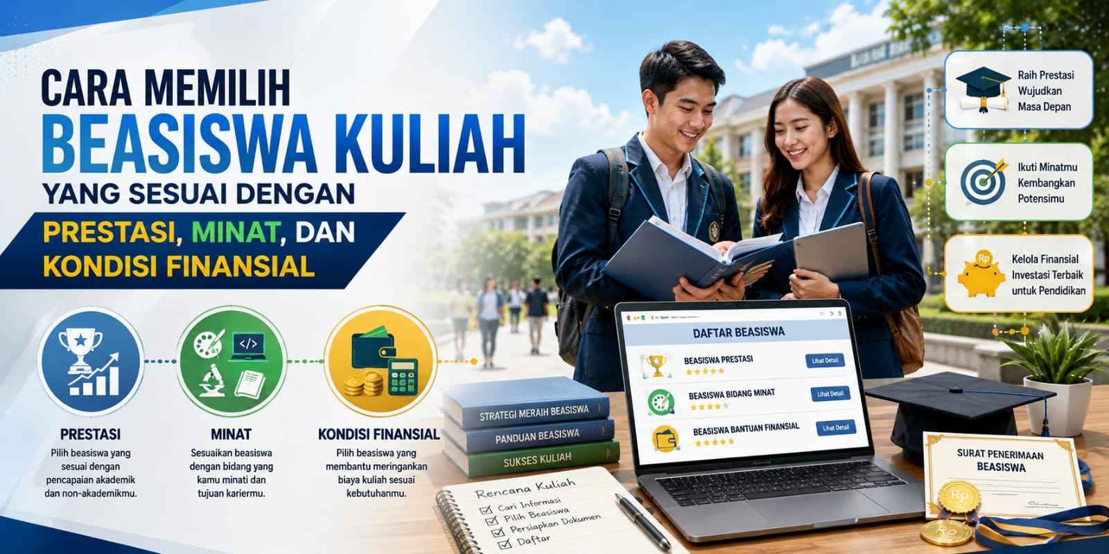 Cara Memilih Beasiswa Kuliah yang Sesuai dengan Prestasi, Minat, dan Kondisi Finansial 
