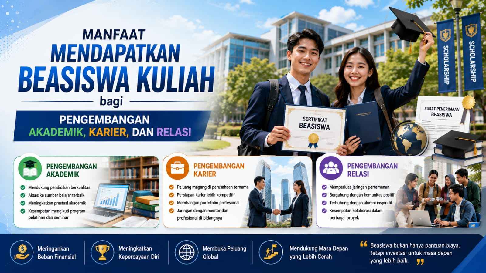 Manfaat Mendapatkan Beasiswa Kuliah bagi Pengembangan Akademik, Karier, dan Relasi