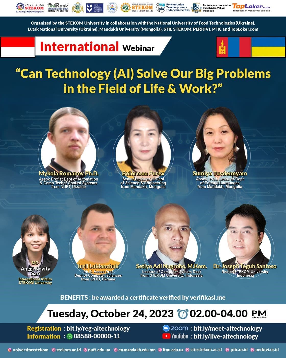 WEBINAR INTERNASIONAL Can Technology (AI) Solve Our Big Problems in the Field of Life & Work?