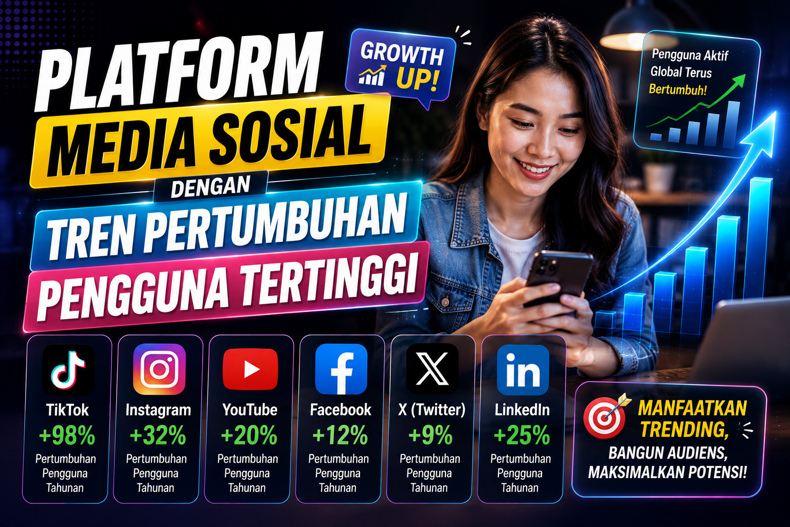 Platform Media Sosial dengan Tren Pertumbuhan Pengguna Tertinggi