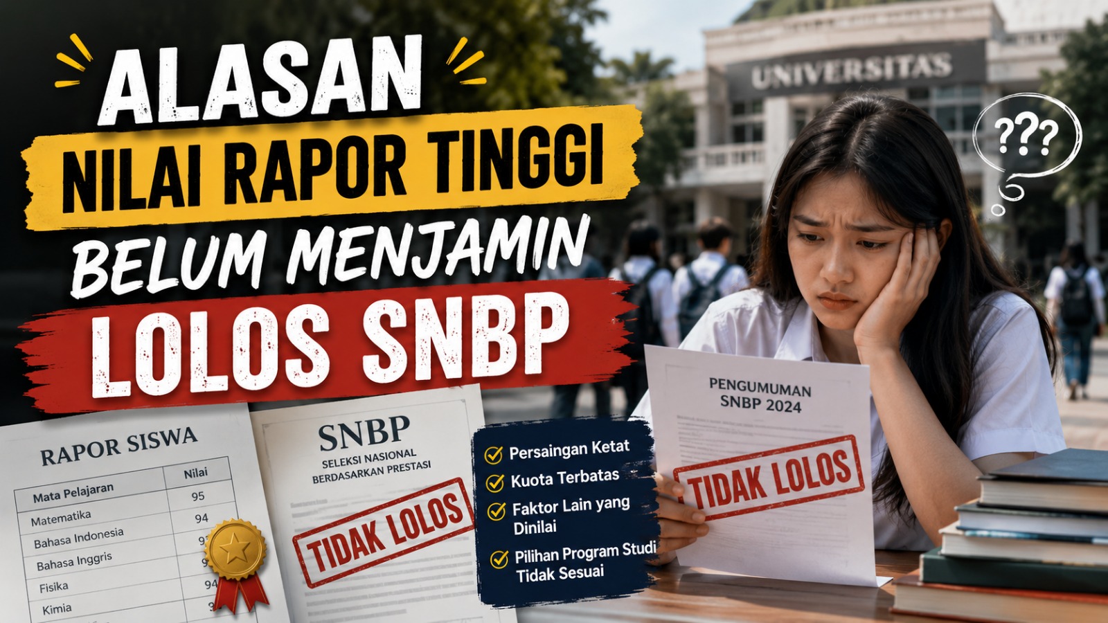 Alasan Nilai Rapor Tinggi Belum Menjamin Lolos SNBP