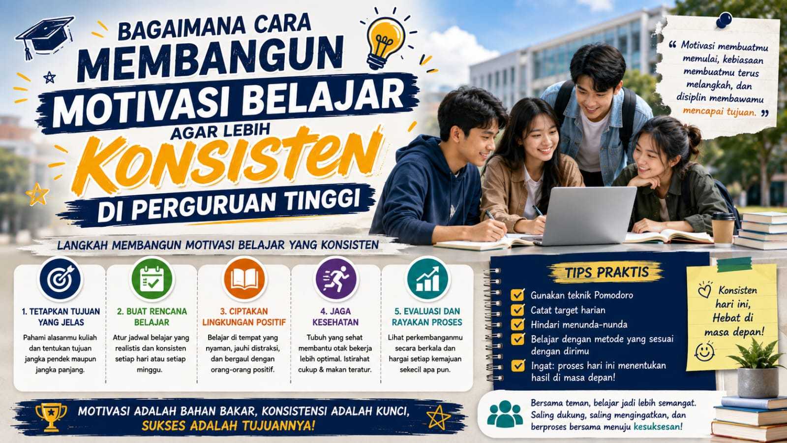 Bagaimana Cara Membangun Motivasi Belajar Agar Lebih Konsisten Di Perguruan Tinggi?