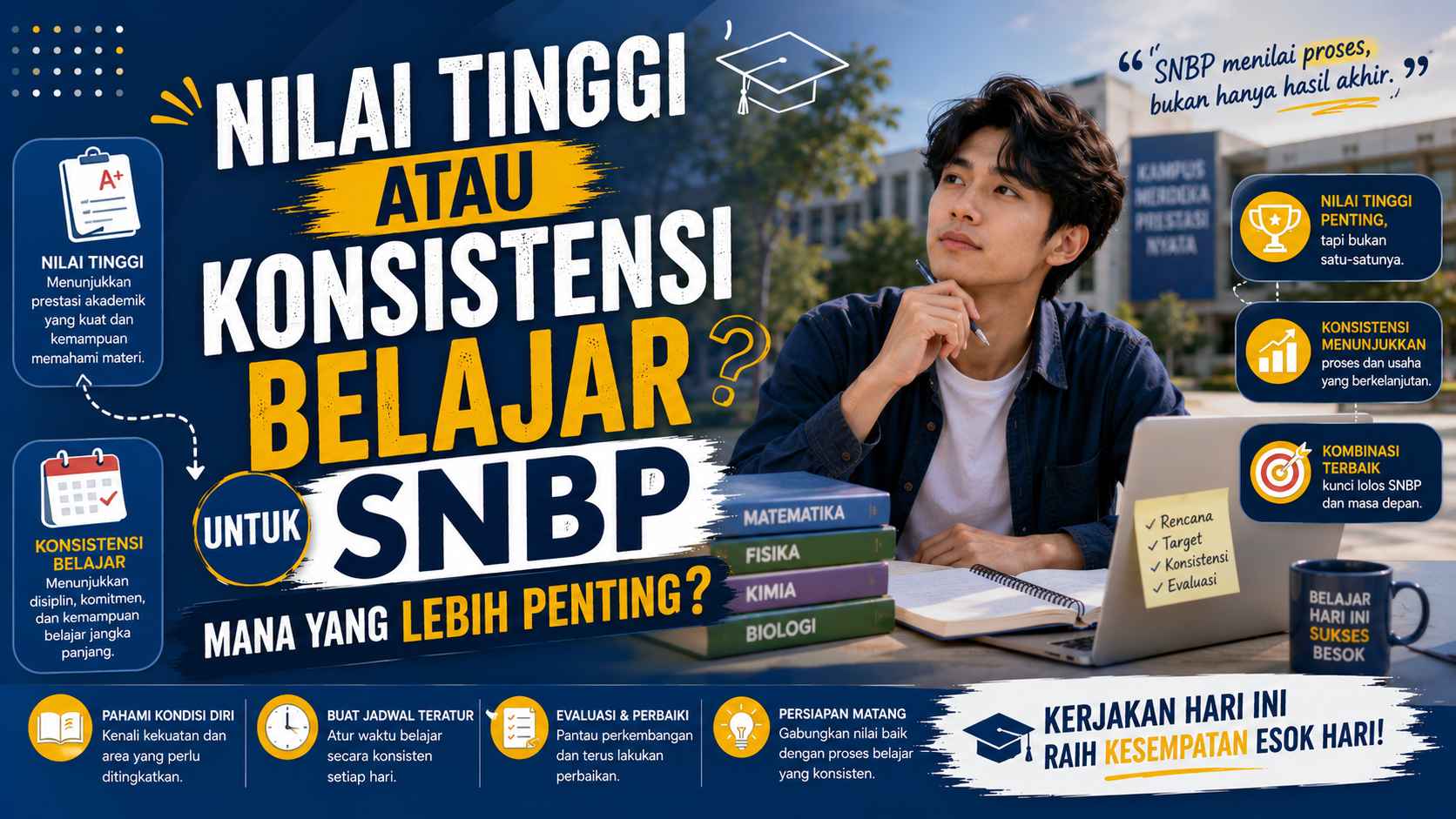 Nilai Tinggi atau Konsistensi Belajar untuk SNBP Mana yang Lebih Penting?