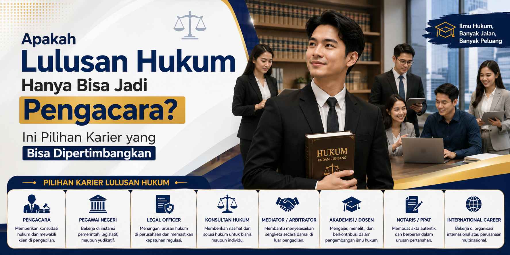 Apakah Lulusan Hukum Hanya Bisa Jadi Pengacara? Ini Pilihan Karier yang Bisa Dipertimbangkan 