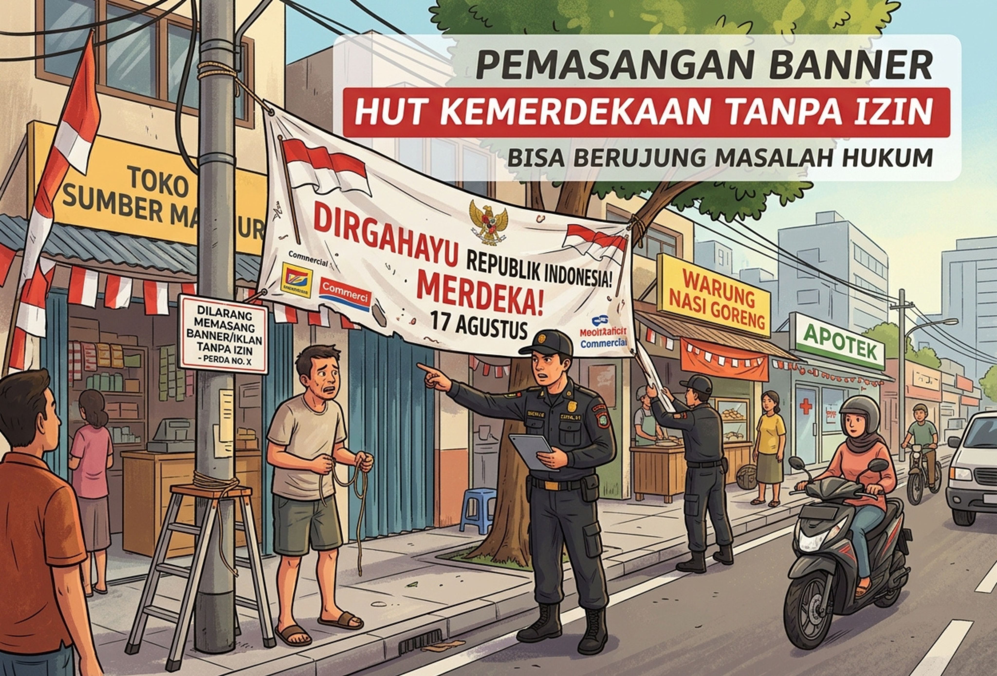 Pasang Banner HUT Kemerdekaan Tanpa Izin, Bisa Berujung Masalah Hukum