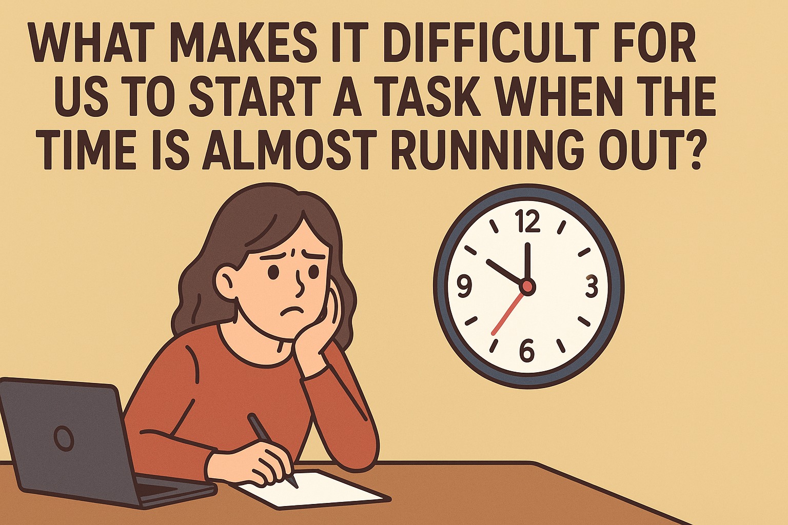 WHAT MAKES IT DIFFICULT FOR US TO START A TASK WHEN THE TIME IS ALMOST RUNNING OUT?