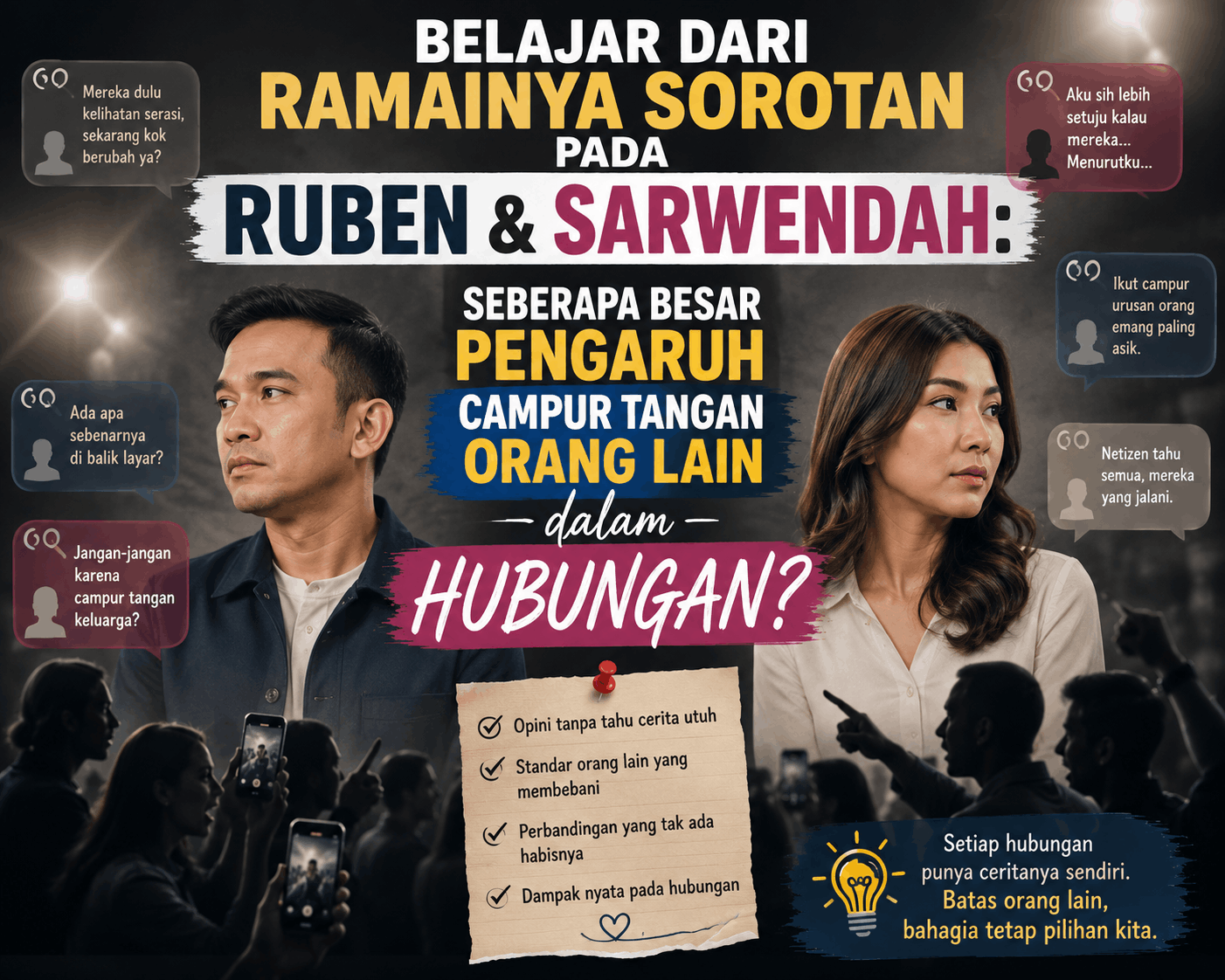Belajar dari Ramainya Sorotan pada Ruben dan Sarwendah: Seberapa Besar Pengaruh Campur Tangan Orang Lain dalam Hubungan?