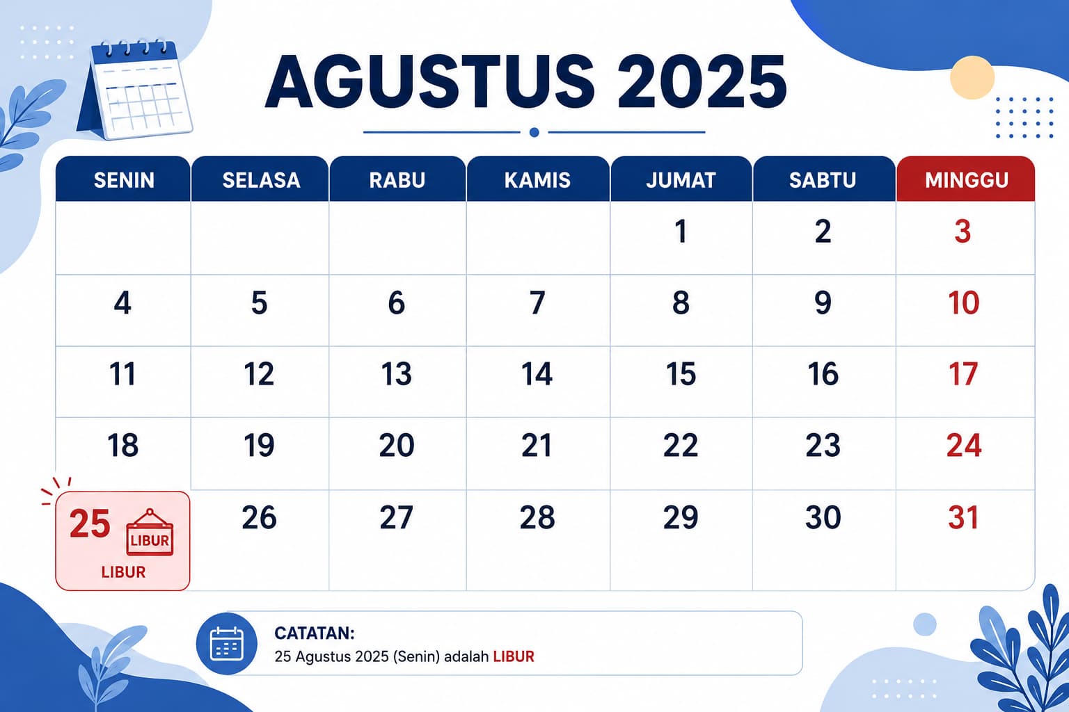 25 Agustus Libur Apa Ini Alasan Tanggal Tersebut Menjadi Hari Libur Nasional 2026