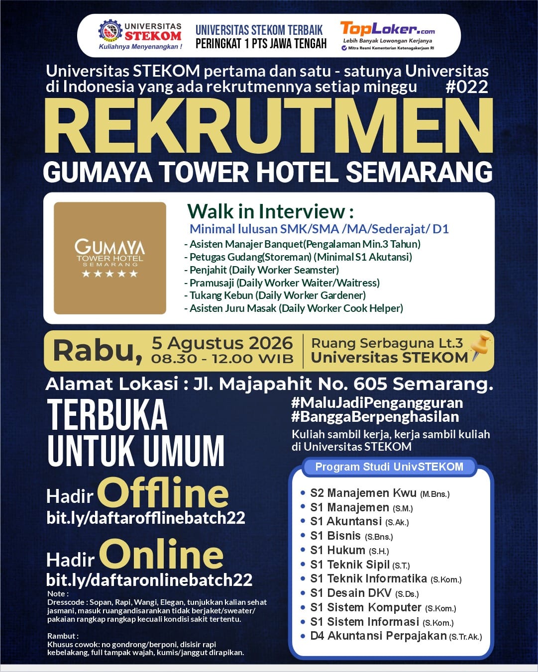 Rekrutmen GUMAYA TOWER HOTEL BATCH #022