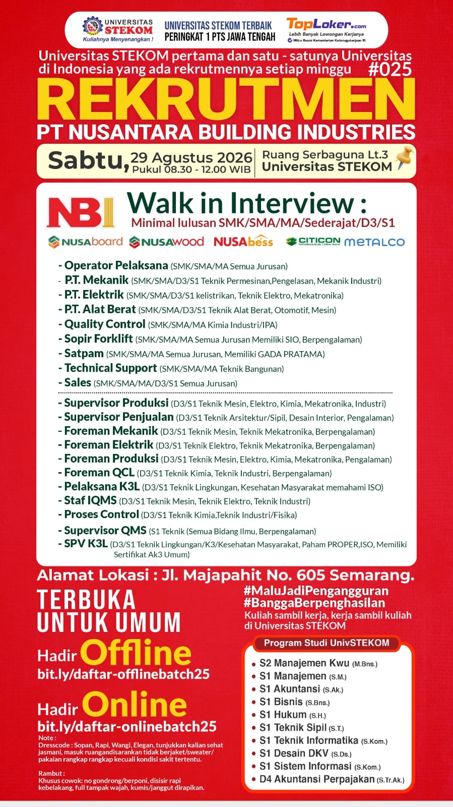 Rekrutmen PT NBI BATCH #025