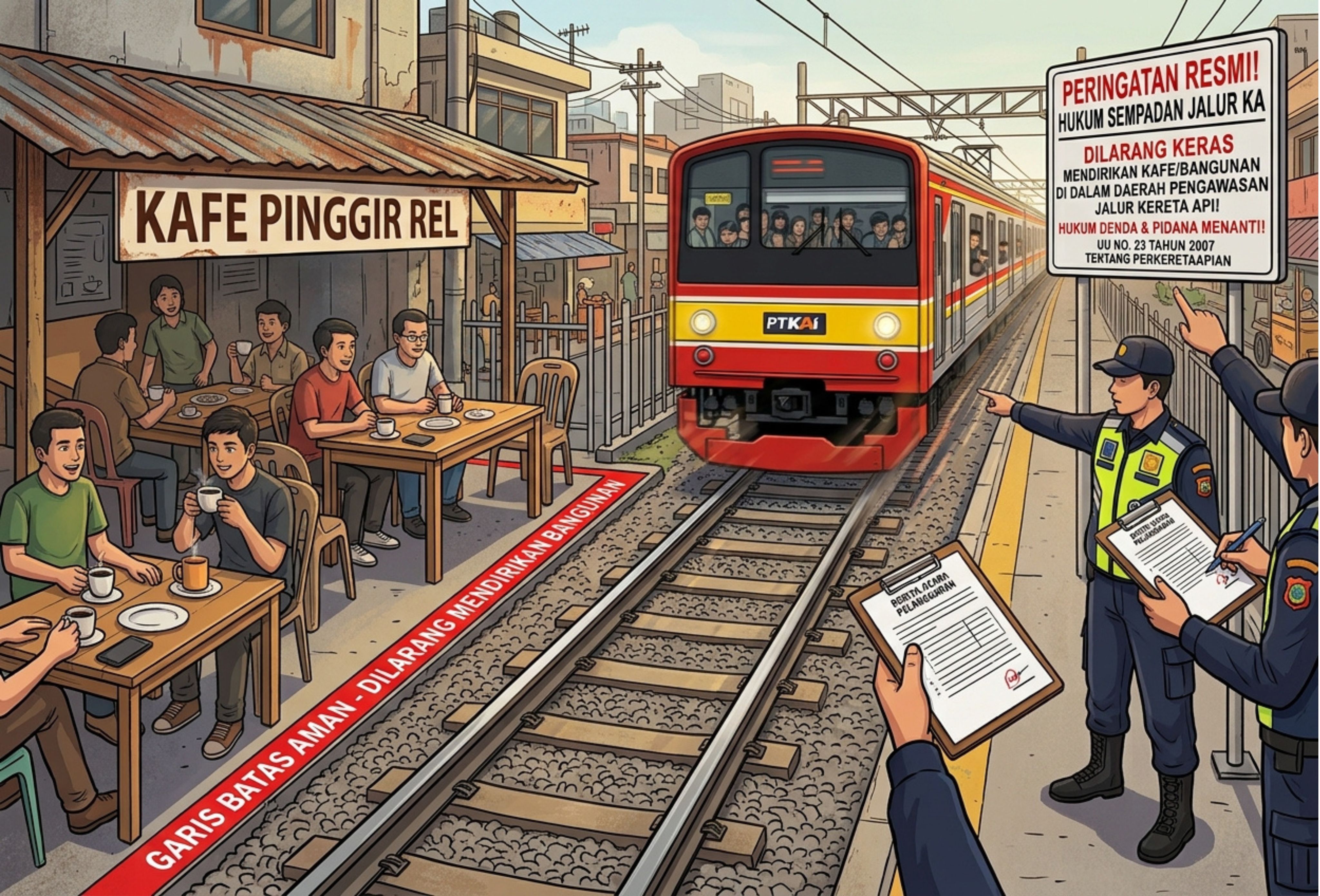 Hukumnya Buka Kafe di Pinggir Rel Kereta Api