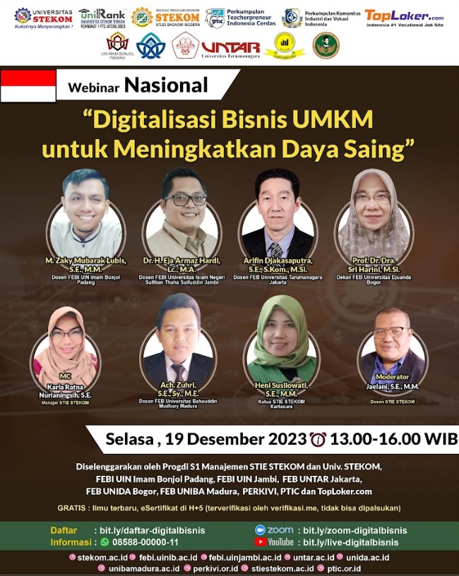 WEBINAR NASIONAL Digitalisasi Bisnis UMKM untuk Meningkatkan Daya saing