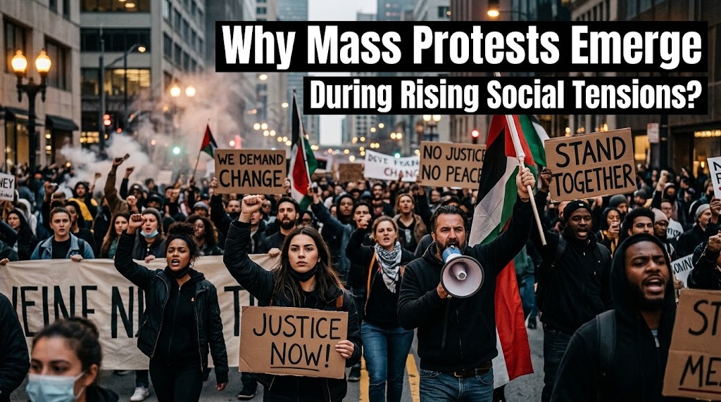 Why Mass Protests Emerge During Rising Social Tensions?