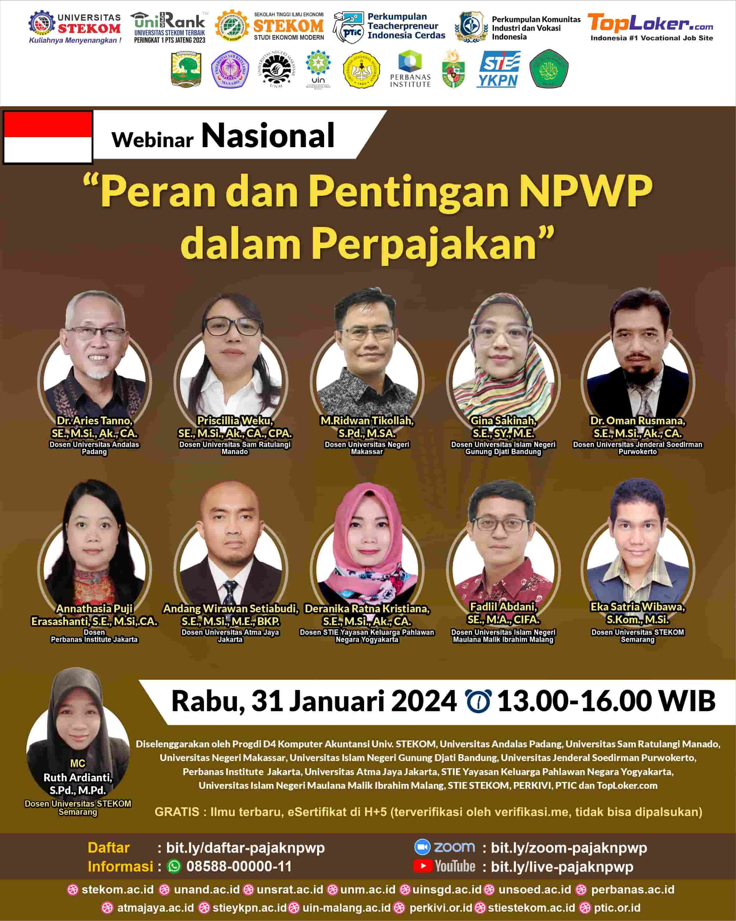 WEBINAR NASIONAL Peran dan Pentingan NPWP dalam Perpajakan