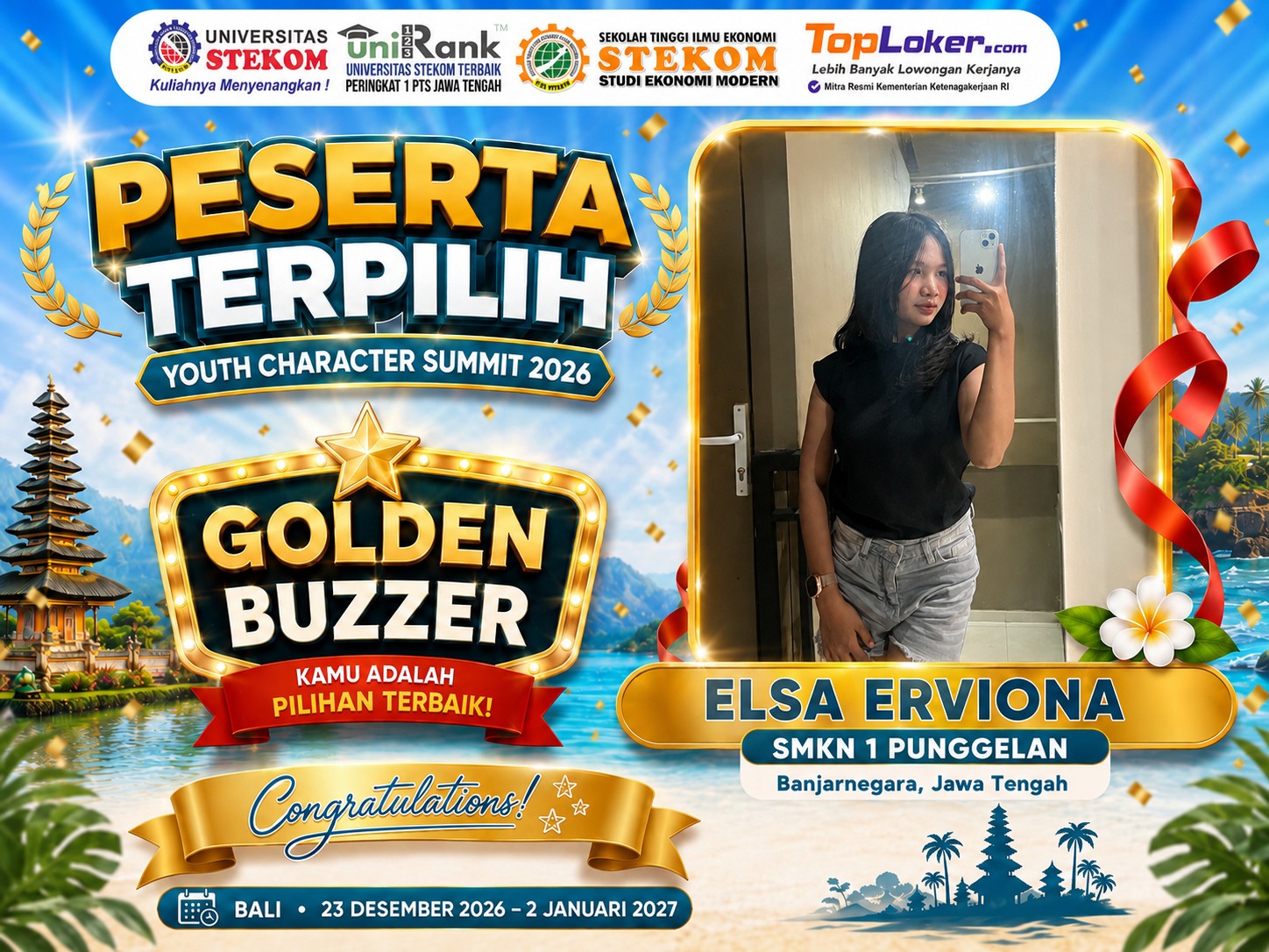 Elsa Erviona Raih Golden Buzzer Youth Character Summit 2026