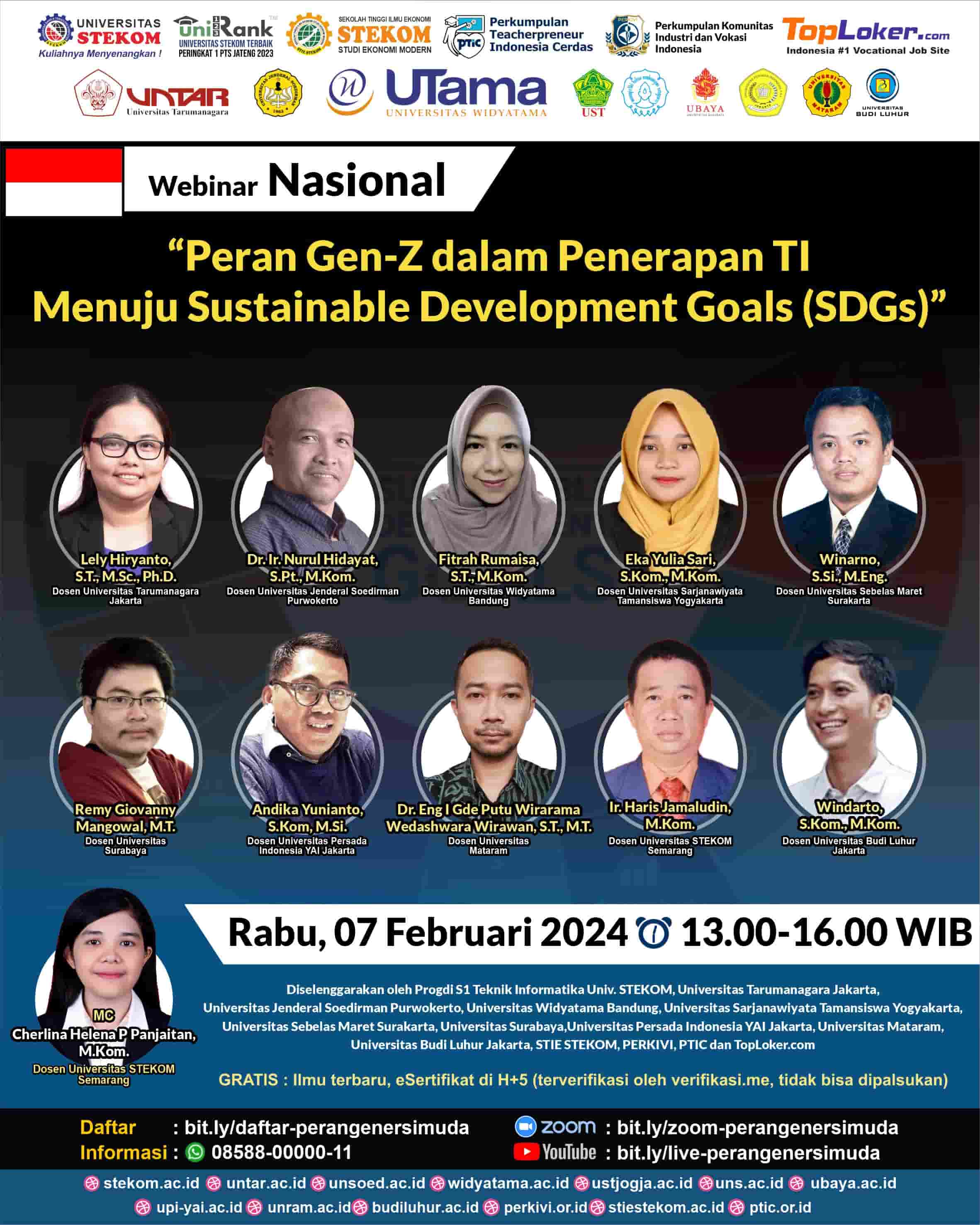 WEBINAR NASIONAL Peran Gen-Z dalam Penerapan TI Menuju Sustainable Development Goals (SDGs)