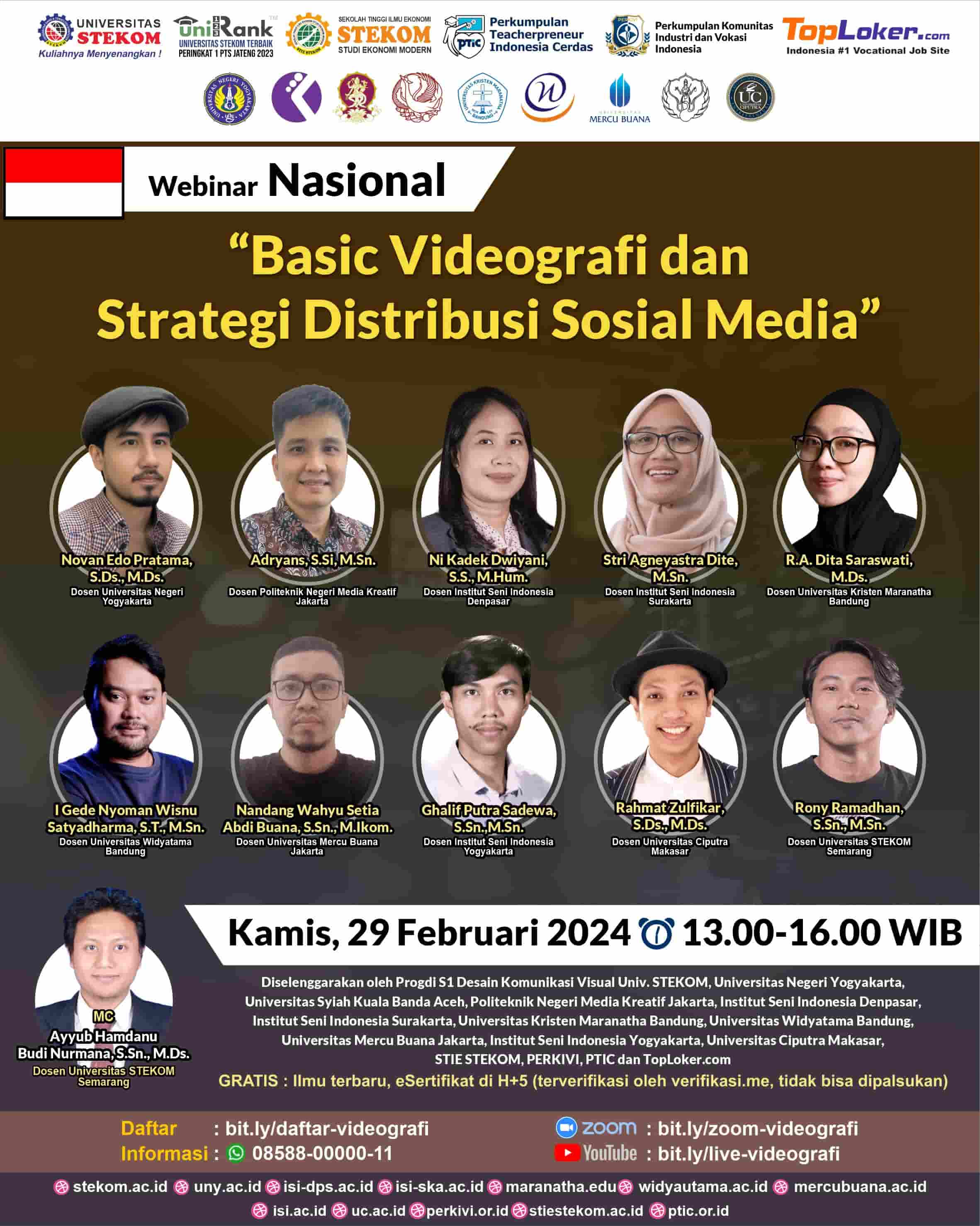 WEBINAR NASIONAL Basic Videografi dan Strategi Distribusi Sosial Media