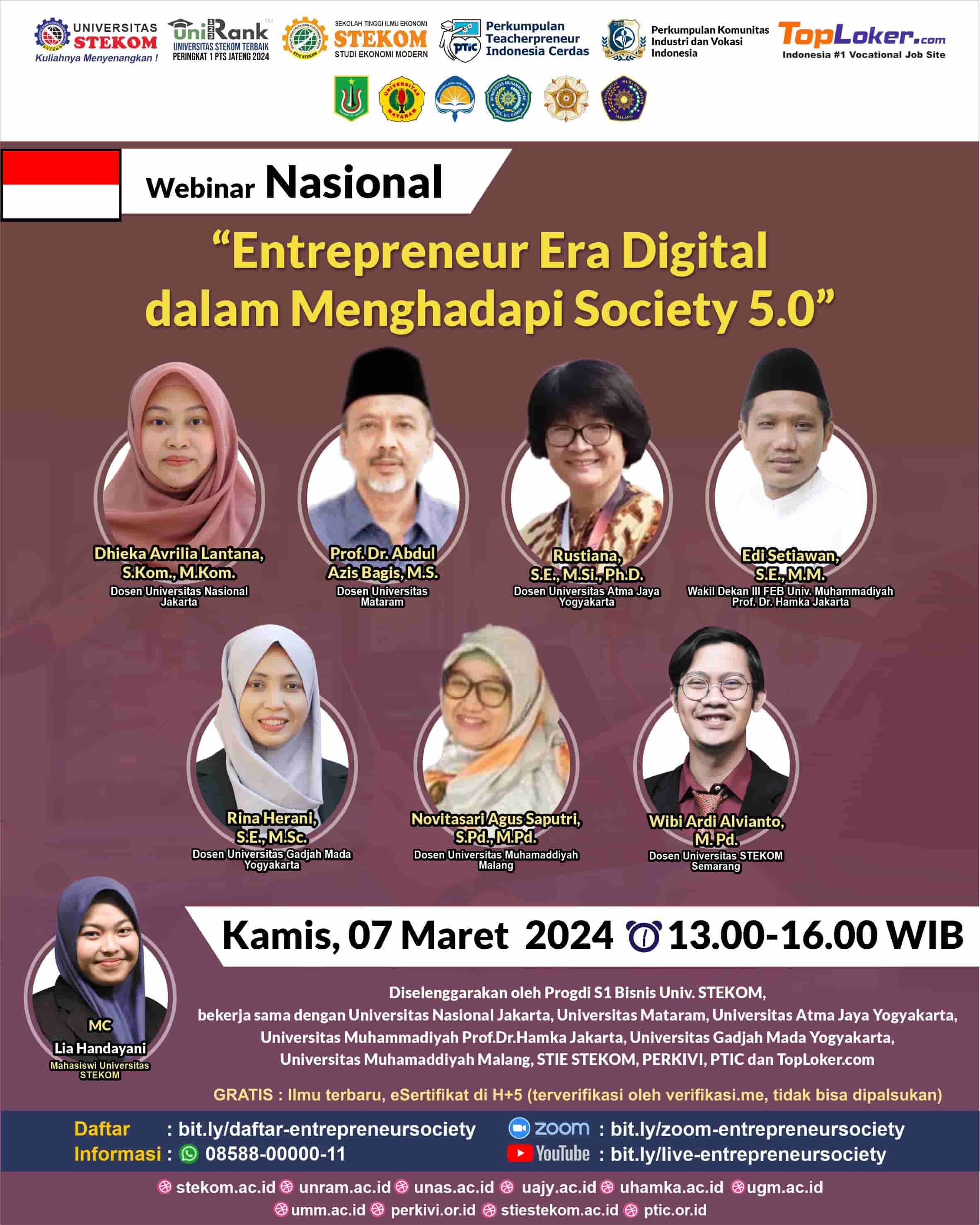 WEBINAR NASIONAL Entrepreneur Era Digital dalam Menghadapi Society 5.0