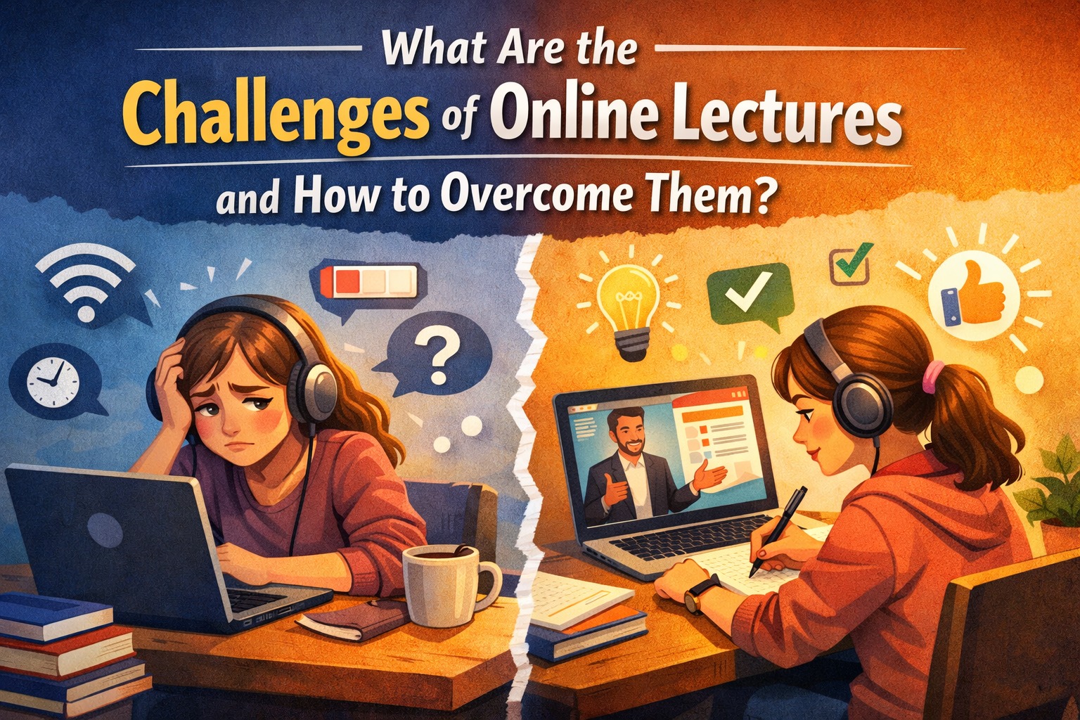 What are the challenges of online lectures and how to overcome them?