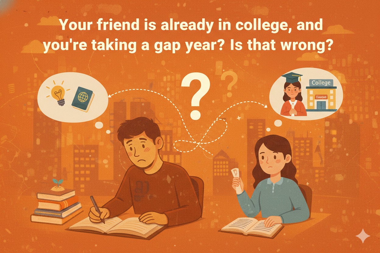 Your friend is already in college, and you're taking a gap year? Is that wrong?