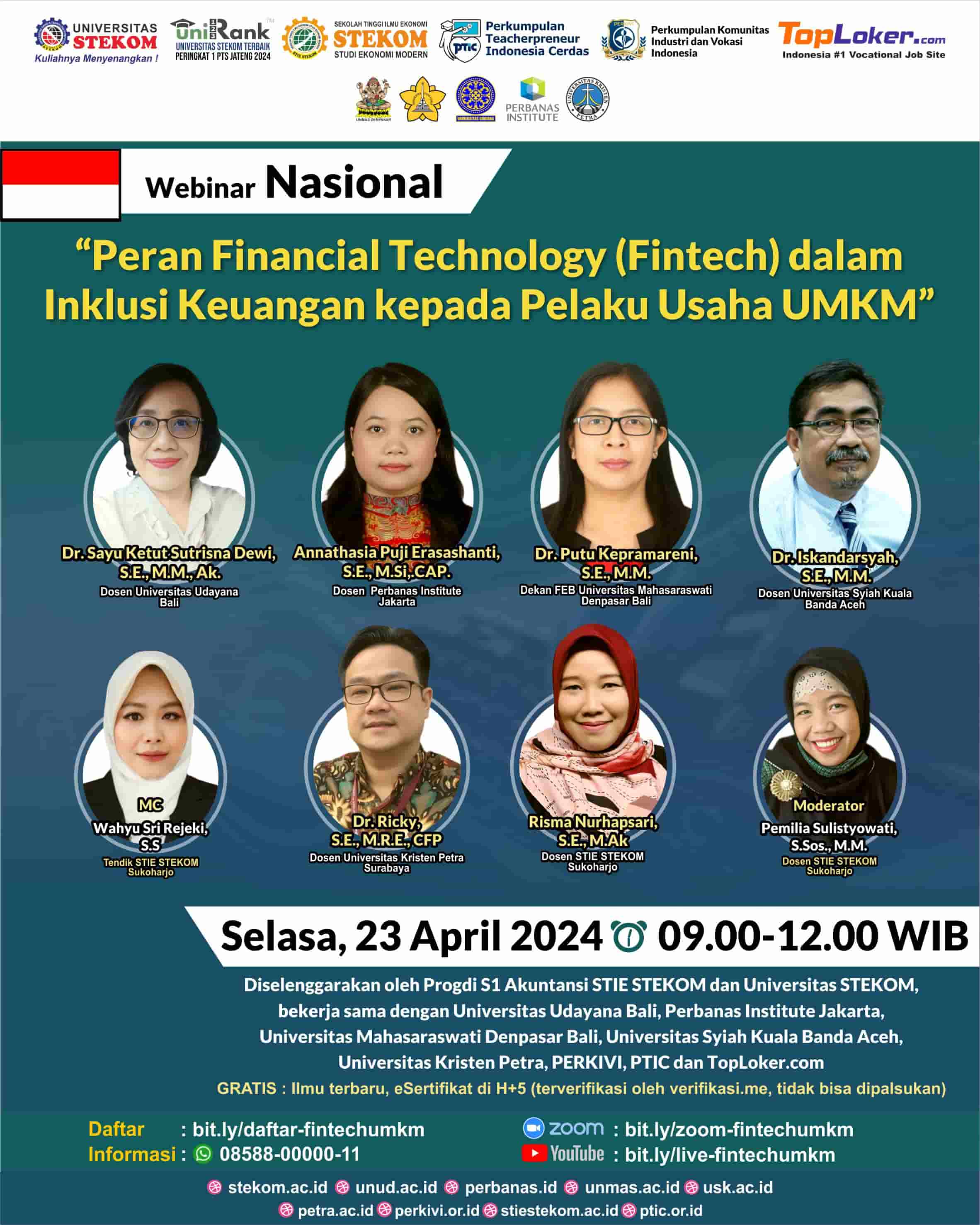 WEBINAR NASIONAL Peran Financial Technology (Fintech) dalam Inklusi Keuangan Kepada Pelaku Usaha UMKM