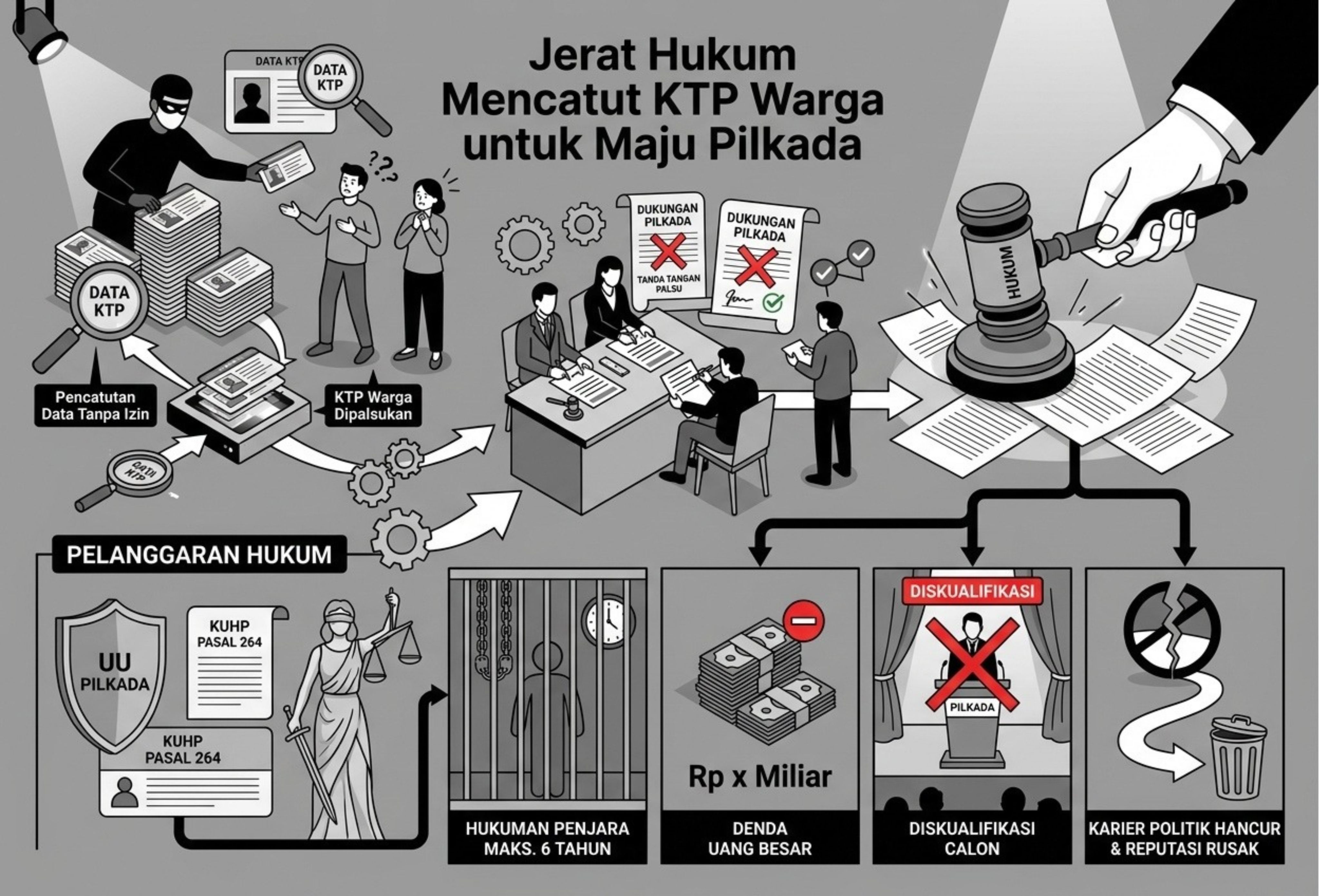 Jerat Hukum Mencatut KTP Warga untuk Maju Pilkada
