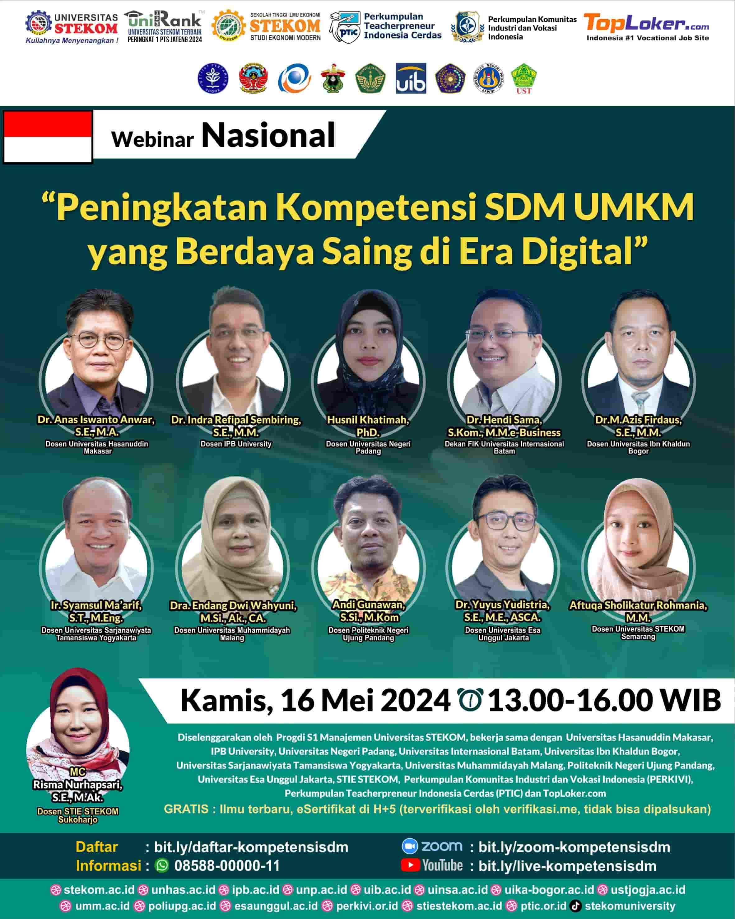 WEBINAR NASIONAL Peningkatan Kompetensi SDM UMKM yang Berdaya Saing di Era Digital