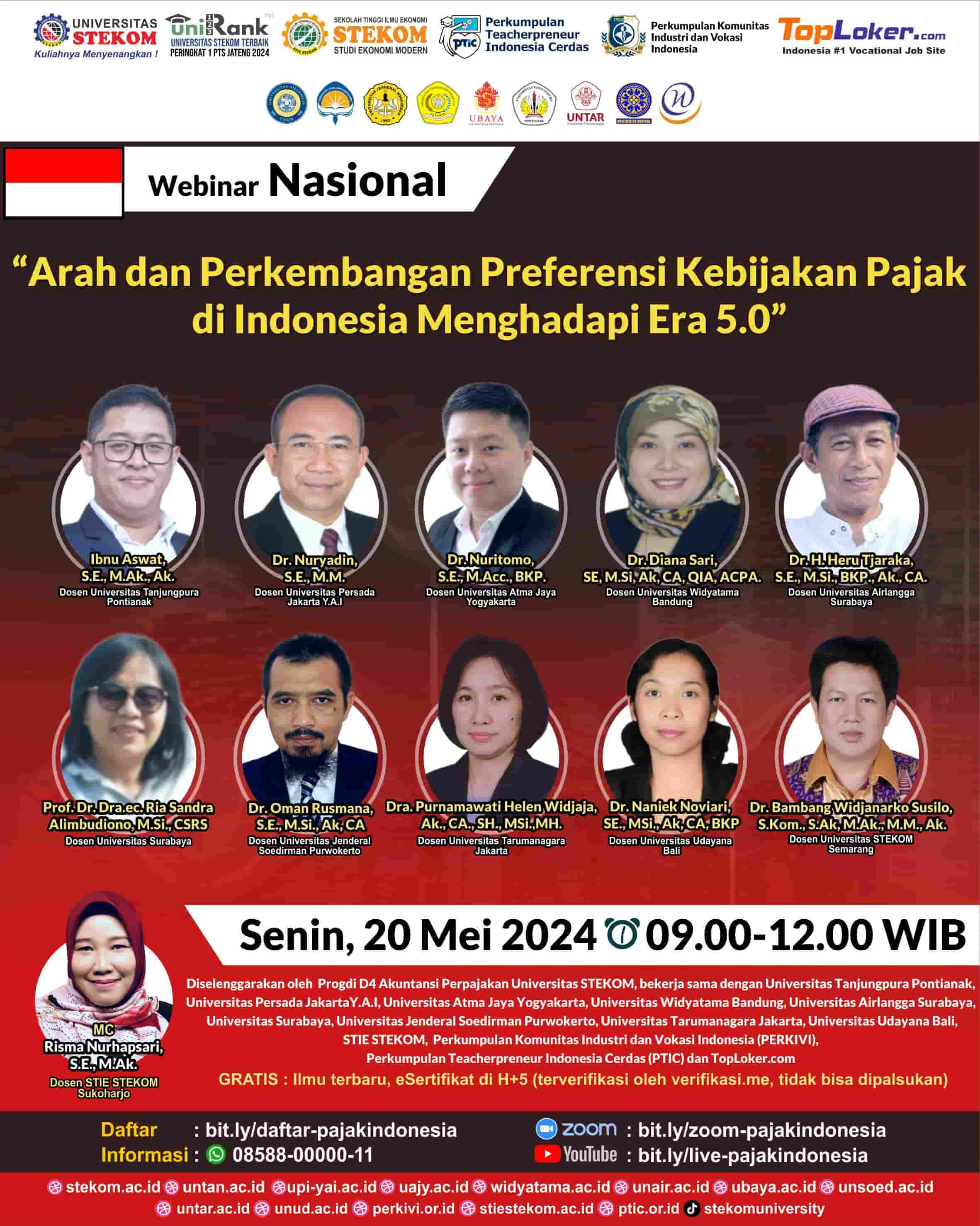 WEBINAR NASIONAL Arah dan Perkembangan Preferensi Kebijakan Pajak di Indonesia Menghadapi Era 5.0