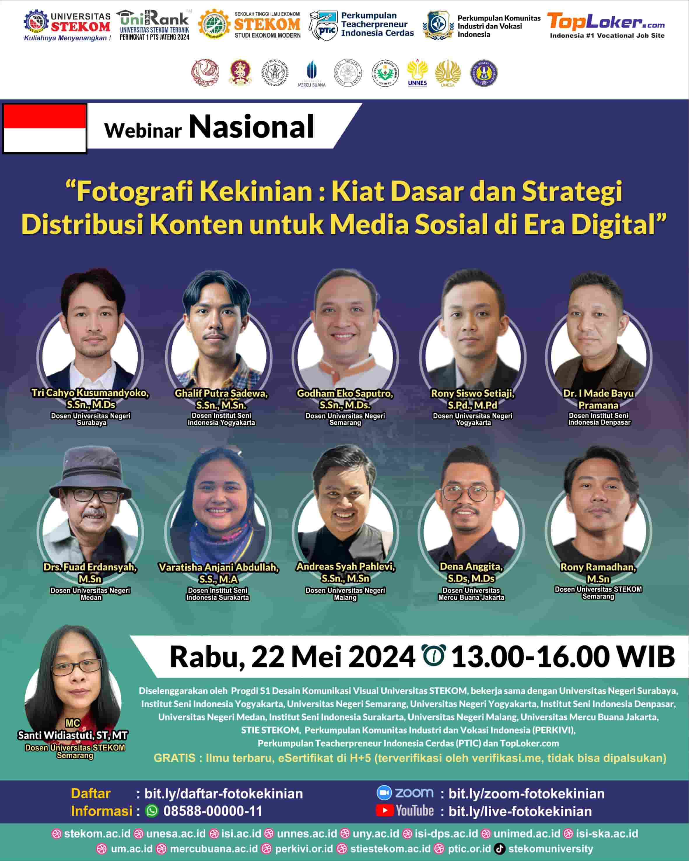 WEBINAR NASIONAL Fotografi Kekinian : Kiat Dasar dan Strategi Distribusi Konten untuk Media Sosial di Era Digital