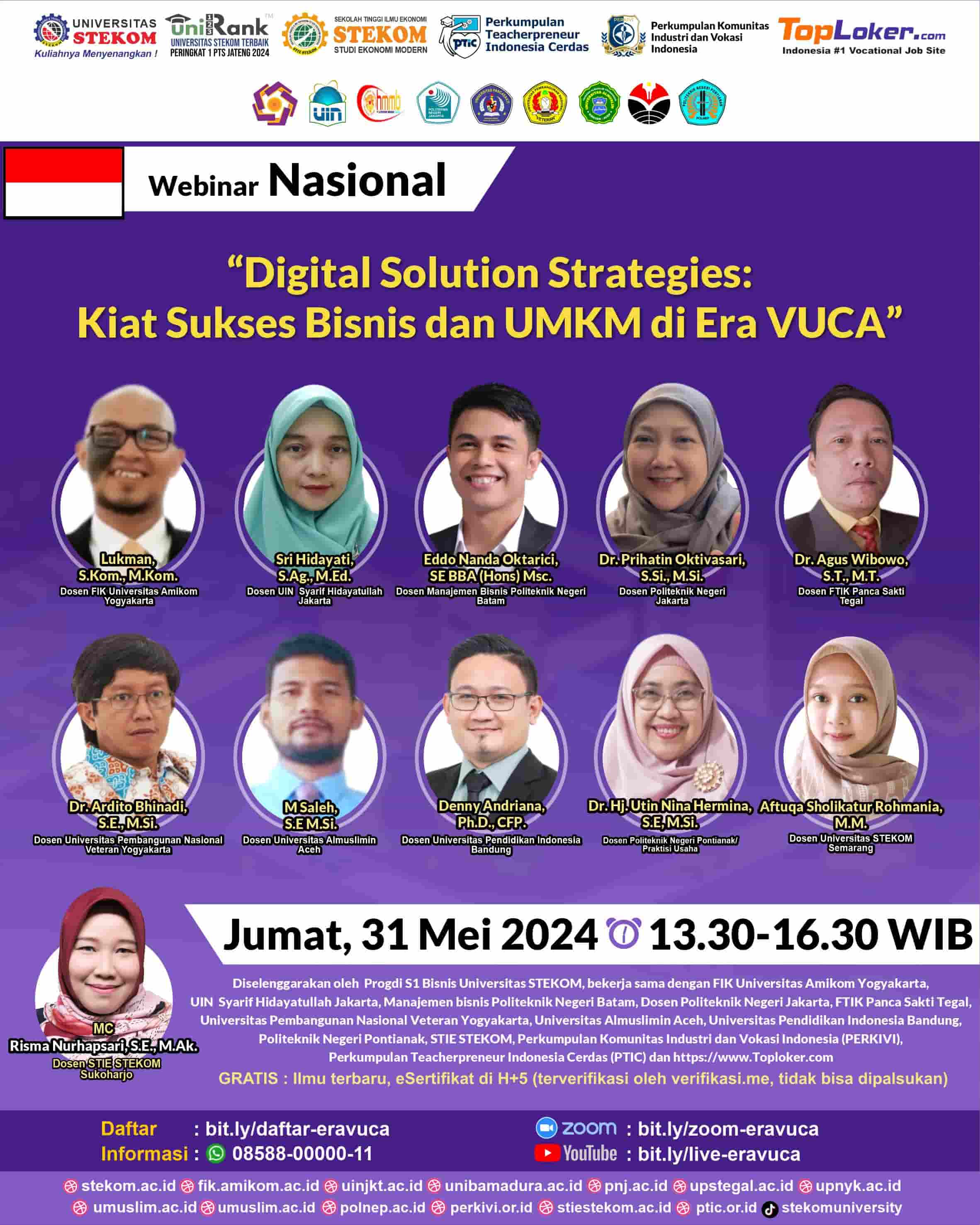 WEBINAR NASIONAL Digital Solution Strategies: Kita Sukses Bisni dan UMKM di Era VUCA