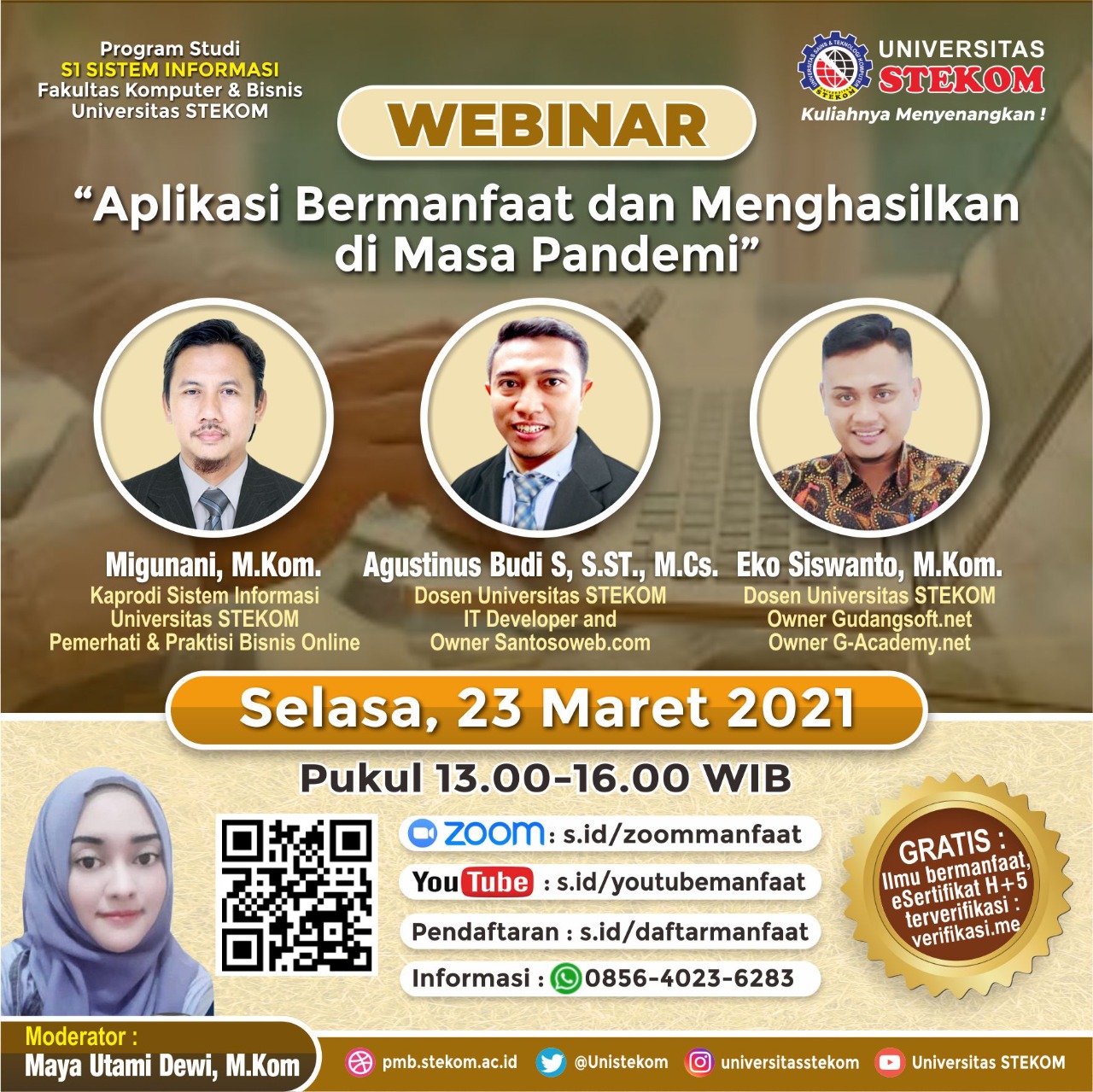 WEBINAR : "APLIKASI BERMANFAAT DAN MENGHASILKAN DI MASA PANDEMI"