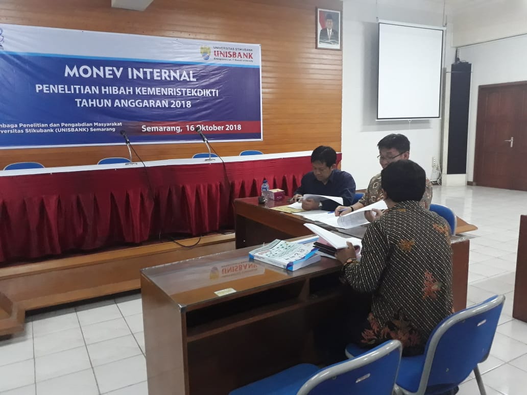 Kegiatan Monitoring dan Evaluasi (Monev) Internal untuk penelitian hibah Kemenristekdikti untuk tahun pendanaan 2018