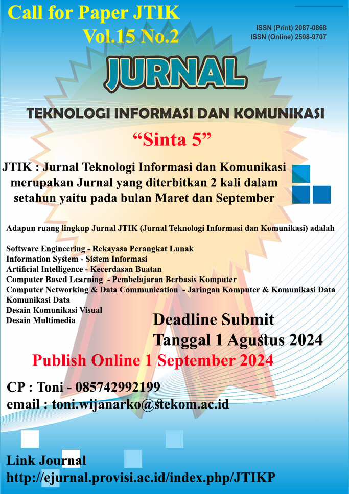 Publikasi JURNAL TEKNOLOGI INFORMASI DAN KOMUNIKASI  Vol 15 No 2 September 2024