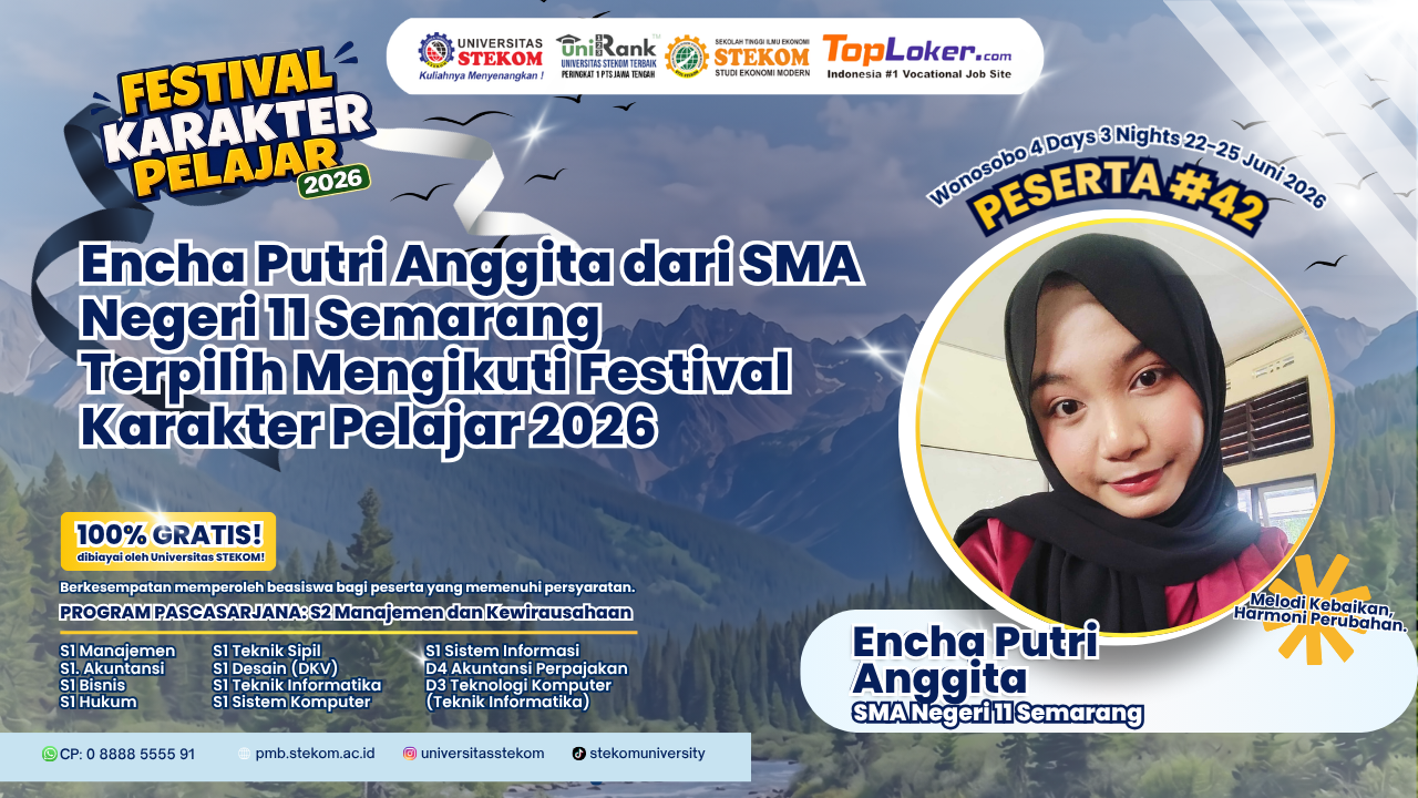 Encha Putri Anggita dari SMA Negeri 11 Semarang Raih Kesempatan Berprestasi Mengikuti Festival Karakter Pelajar 2026