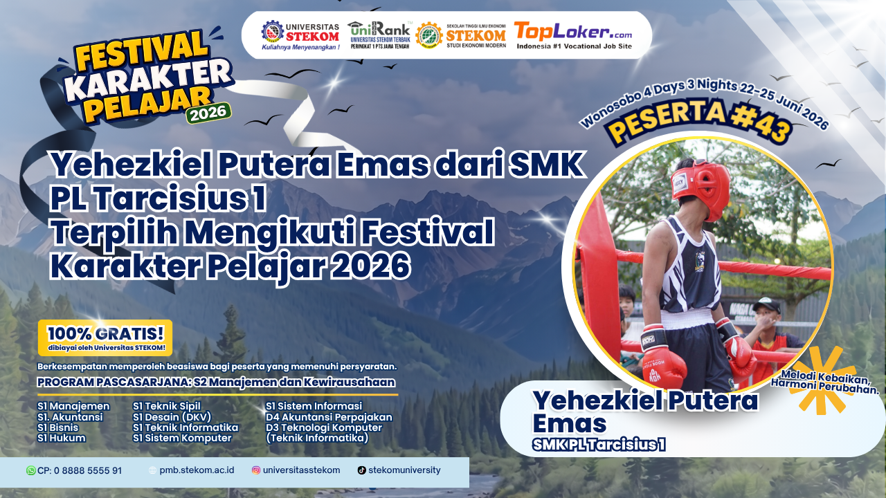 Yehezkiel Putera Emas dari SMK PL Tarcisius 1 Raih Kesempatan Berprestasi Mengikuti Festival Karakter Pelajar 2026
