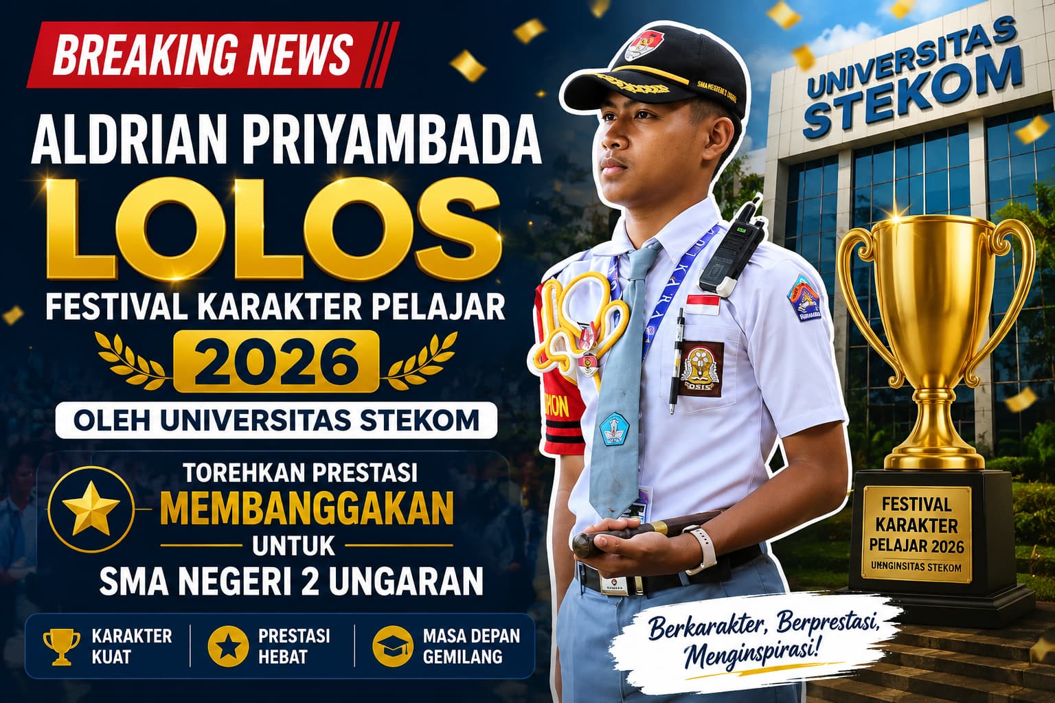 Aldrian Priyambada Lolos Festival Karakter Pelajar 2026 oleh Universitas STEKOM, Torehkan Prestasi Membanggakan untuk SMA Negeri 2 Ungaran