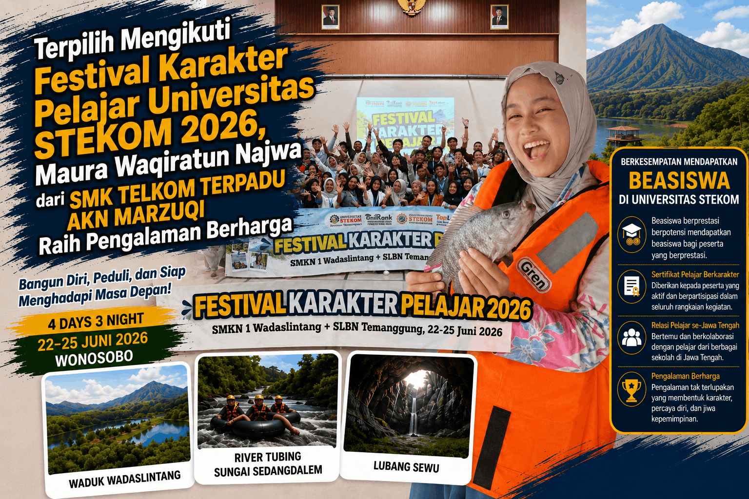Terpilih Mengikuti Festival Karakter Pelajar Universitas STEKOM 2026, Maura Waqiratun Najwa dari SMK TELKOM TERPADU AKN MARZUQI Raih Pengalaman Berharga