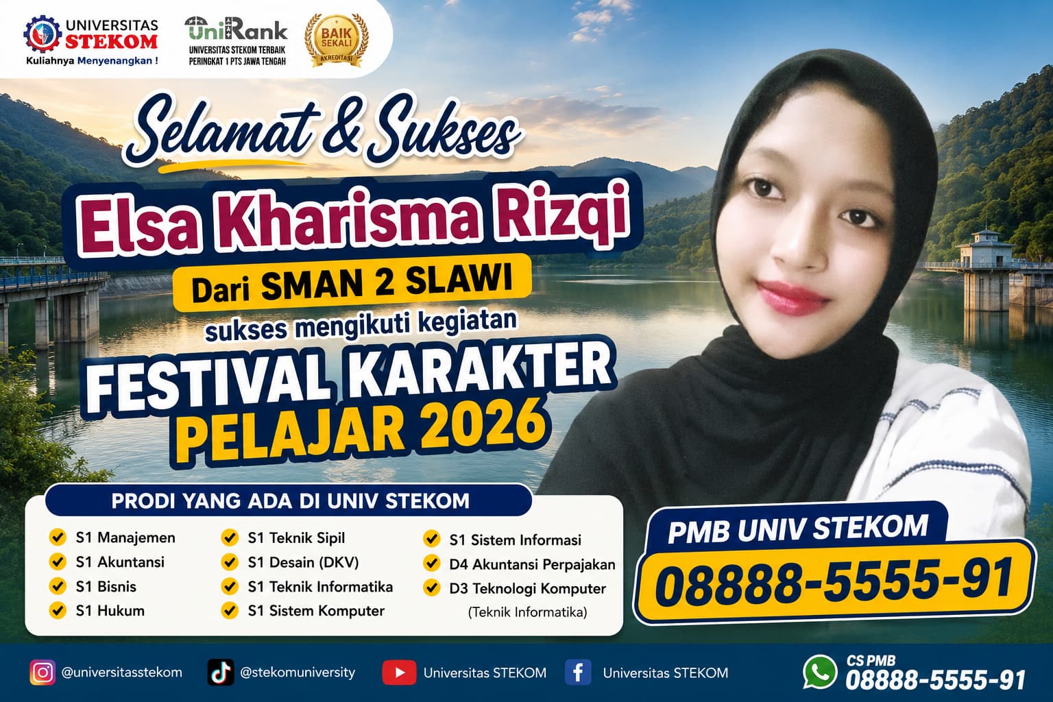 Elsa Kharisma Rizqi dari SMAN 2 Slawi Terpilih Mengikuti Festival Karakter Pelajar Universitas STEKOM 2026